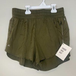 NWT ACTA High Waisted Shorts w/ White Spandex Liner - Olive Green